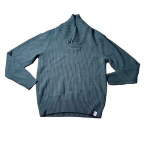 Men's Weatherproof Ribbed Shawl Collar Sweater Classic Knit Pullover Gray‎